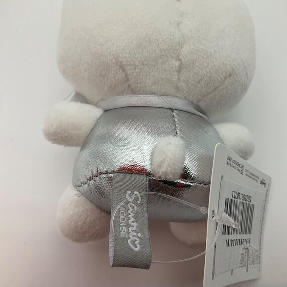 New Korean Hello Kitty Sanrio Plush Keychain Silver Metallic Bag Charm 5" - Picture 5 of 12